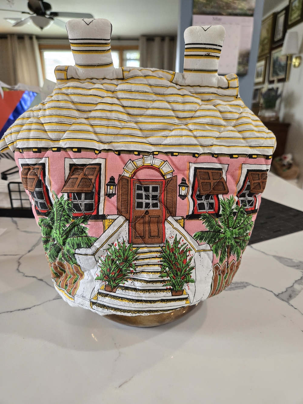 Vintage English House-Shaped Quilted Tea Cozy